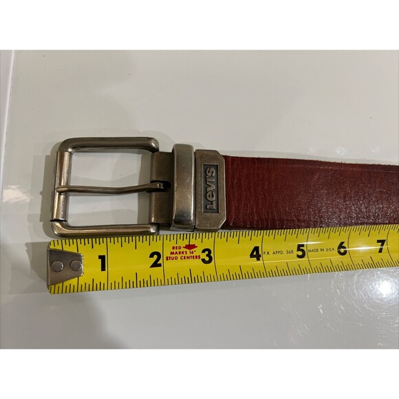 Levis Reversible Belt Brown Leather 1.5" Wide Nickle Buckle Size 36 - Picture 3 of 16